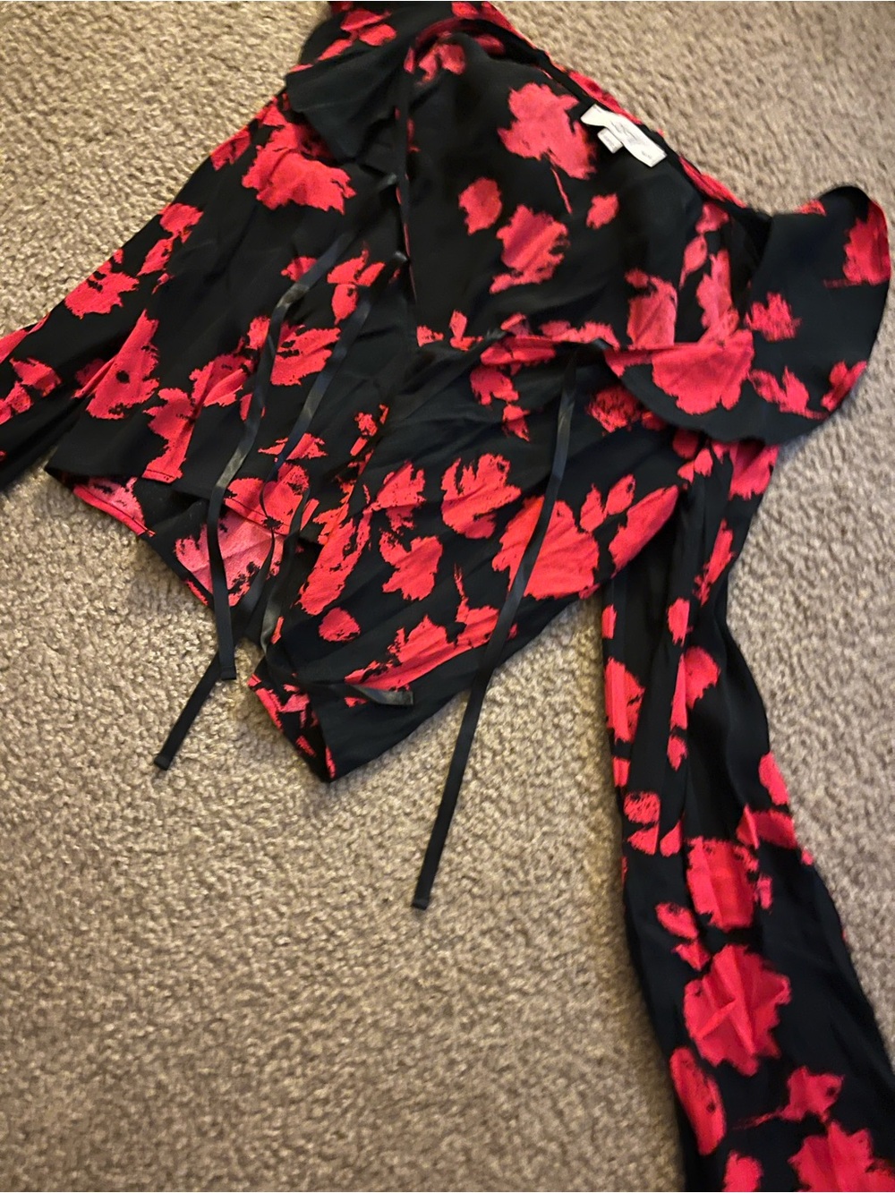 NWOT LOFT Petite floral ruffle collar blouse, XXSP - Picture 2 of 4